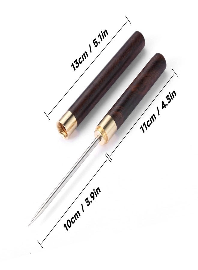 KABUDA 2 Pack Stainless Steel Ice Picks with Safety Cover, 9-inch Pick Tool for Breaking Ice, Non-slip Wooden Handle for Easy to Grip, for Kitchen, Bars, Bartender, Picnics, Camping, & Restaurant - Image 2